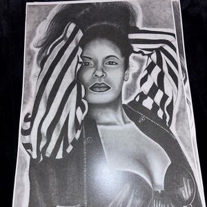 Beautiful Black & White pencil drawn portrait unframed on posterboard